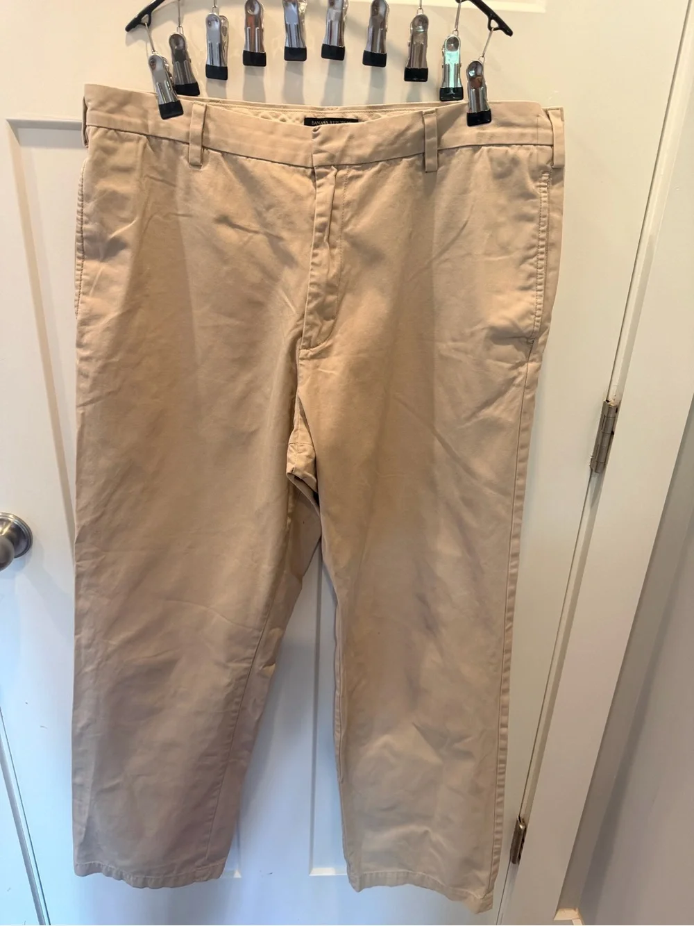 Banana Republic Gavin Chino Pants 38x36 Khaki Tan 100% Cotton Tall Straight
